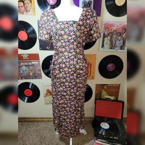 🎉3 for $25🎉 Vintage Betsy Lauren Black Floral Midi Dress, Sz. 5/6